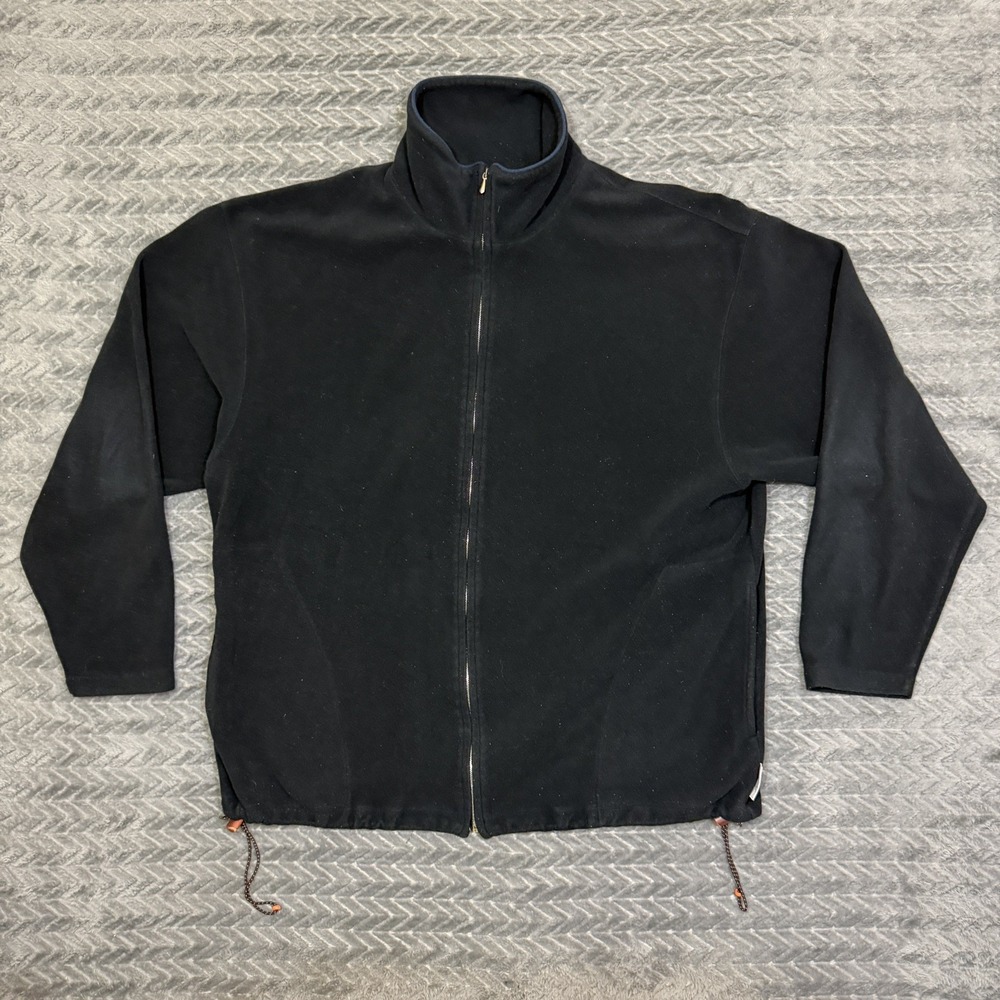 Ermenegildo Zegna Sport Jacket Men XL Black Fleece Full Zip Pockets Designer Vtg